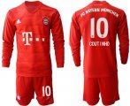 Wholesale Cheap Bayern Munchen #10 Coutinho Home Long Sleeves Soccer Club Jersey