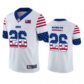 Wholesale Cheap New York Giants #26 Saquon Barkley White Men\'s Nike Team Logo USA Flag Vapor Untouchable Limited NFL Jersey
