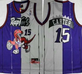 Wholesale Cheap Men\'s Toronto Raptors #15 Vince Carter Purple White Two Tone Stitched NBA Hardwood Classic Swingman Jersey