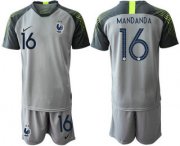 Wholesale Cheap France 16 MANDANDA Gray Goalkeeper UEFA Euro 2020 Soccer Jerseys