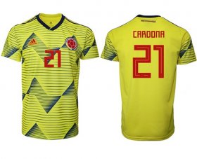 Wholesale Cheap Colombia #21 Cardona Home Soccer Country Jersey