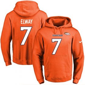 Wholesale Cheap Nike Broncos #7 John Elway Orange Name & Number Pullover NFL Hoodie