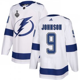 Wholesale Cheap Adidas Lightning #9 Tyler Johnson White Road Authentic 2020 Stanley Cup Final Stitched NHL Jersey