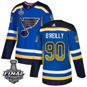 Wholesale Cheap Adidas Blues #90 Ryan O'Reilly Blue Home Authentic Drift Fashion 2019 Stanley Cup Final Stitched NHL Jersey
