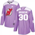 Wholesale Cheap Adidas Devils #30 Martin Brodeur Purple Authentic Fights Cancer Stitched NHL Jersey