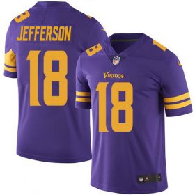 Wholesale Cheap Nike Vikings #18 Justin Jefferson Purple Men\'s Stitched NFL Limited Rush Jersey