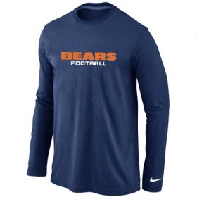 Wholesale Cheap Nike Chicago Bears Authentic Font Long Sleeve T-Shirt Dark Blue