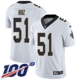 Wholesale Cheap Nike Saints #51 Cesar Ruiz White Men\'s Stitched NFL 100th Season Vapor Untouchable Limited Jersey