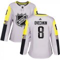 Wholesale Cheap Adidas Capitals #8 Alex Ovechkin Gray 2018 All-Star Metro Division Authentic Women's Stitched NHL Jersey