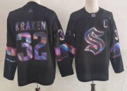 Wholesale Cheap Men's Seattle Kraken #32 Kraken Black Iridescent Holographic Authentic Jersey