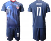 Wholesale Cheap Men 2020-2021 Season National team United States away blue 11 Soccer Jersey