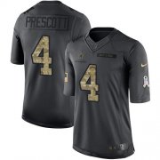 Wholesale Cheap Nike Cowboys #4 Dak Prescott Black Men's Stitched NFL Limited 2016 Salute To Service Jersey
