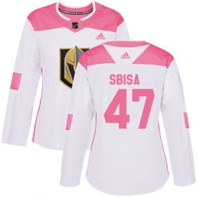 Wholesale Cheap Adidas Golden Knights #47 Luca Sbisa White/Pink Authentic Fashion Women\'s Stitched NHL Jersey