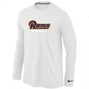Wholesale Cheap Nike Los Angeles Rams Authentic Font Long Sleeve T-Shirt White
