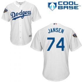 Wholesale Cheap Dodgers #74 Kenley Jansen White Cool Base 2018 World Series Stitched Youth MLB Jersey
