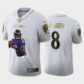 Cheap Baltimore Ravens #8 Lamar Jackson Nike Team Hero 5 Vapor Limited NFL 100 Jersey White Golden