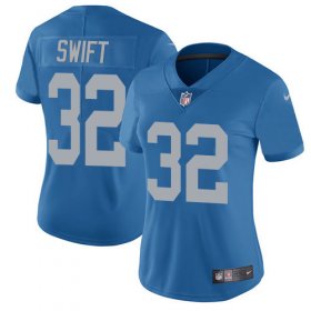 Wholesale Cheap Nike Lions #32 D\'Andre Swift Blue Throwback Women\'s Stitched NFL Vapor Untouchable Limited Jersey