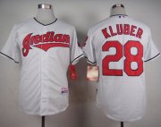 Wholesale Cheap Indians #28 Corey Kluber White Cool Base Stitched MLB Jersey