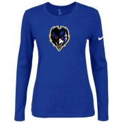 Wholesale Cheap Women's Nike Baltimore Ravens Of The City Long Sleeve Tri-Blend NFL T-Shirt Blue