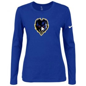 Wholesale Cheap Women\'s Nike Baltimore Ravens Of The City Long Sleeve Tri-Blend NFL T-Shirt Blue