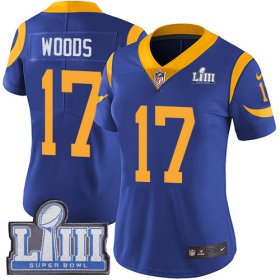Wholesale Cheap Nike Rams #17 Robert Woods Royal Blue Alternate Super Bowl LIII Bound Women\'s Stitched NFL Vapor Untouchable Limited Jersey