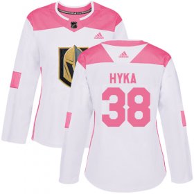 Wholesale Cheap Adidas Golden Knights #38 Tomas Hyka White/Pink Authentic Fashion Women\'s Stitched NHL Jersey