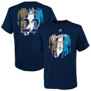 Wholesale Cheap Milwaukee Brewers #22 Christian Yelich Majestic Youth 2019 Spring Training Name & Number V-Neck T-Shirt Navy