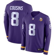 Wholesale Cheap Men's Vikings #8 Kirk Cousins Purple Team Color Men's Stitched NFL Limited Therma Long Sleeve Jersey
