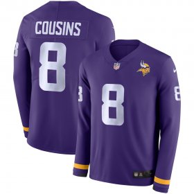 Wholesale Cheap Men\'s Vikings #8 Kirk Cousins Purple Team Color Men\'s Stitched NFL Limited Therma Long Sleeve Jersey