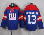 Wholesale Cheap Nike Giants #13 Odell Beckham Jr Royal Blue Player Pullover NFL Hoodie