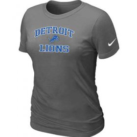 Wholesale Cheap Women\'s Nike Detroit Lions Heart & Soul NFL T-Shirt Dark Grey
