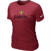 Wholesale Cheap Women's Nike New Orleans Saints Authentic Logo T-Shirt Red