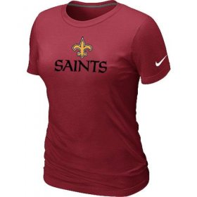 Wholesale Cheap Women\'s Nike New Orleans Saints Authentic Logo T-Shirt Red