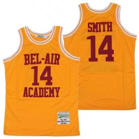 Wholesale Cheap Men\'s The Movie Bel Air Academy #14 Will Smith Yellow With Red Name Swingman Basketball Jersey