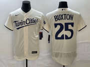 Cheap Men's Minnesota Twins #25 Byron Buxton 2023 Cream Flex Base Stitched Jersey