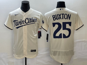 Cheap Men\'s Minnesota Twins #25 Byron Buxton 2023 Cream Flex Base Stitched Jersey