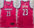 Cheap Men's Washington Wizards #23 Michael Jordan 2022 Pink City Edition With 6 Patch Stitched Jersey With Sponsor