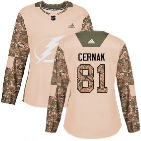Cheap Adidas Lightning #81 Erik Cernak Camo Authentic 2017 Veterans Day Women\'s Stitched NHL Jersey