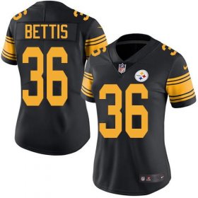 Wholesale Cheap Nike Steelers #36 Jerome Bettis Black Women\'s Stitched NFL Limited Rush Jersey