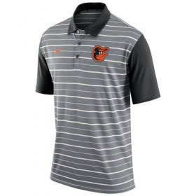 Wholesale Cheap Men\'s Baltimore Orioles Nike Gray Dri-FIT Stripe Polo