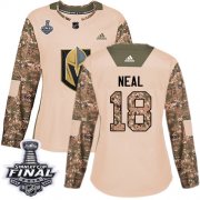 Wholesale Cheap Adidas Golden Knights #18 James Neal Camo Authentic 2017 Veterans Day 2018 Stanley Cup Final Women's Stitched NHL Jersey