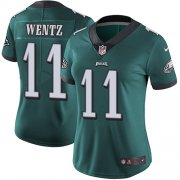 Wholesale Cheap Nike Eagles #11 Carson Wentz Midnight Green Team Color Women's Stitched NFL Vapor Untouchable Limited Jersey