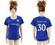 Wholesale Cheap Women's Chelsea #30 David Luiz Home Soccer Club Jersey