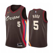 Wholesale Cheap Nike Blazers #5 Rodney Hood Chocolate NBA Swingman 2020-21 City Edition Jersey