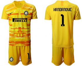 Wholesale Cheap Inter Milan #1 Handanovic Yellow Goalkeeper Soccer Club Jersey