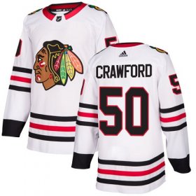 Wholesale Cheap Adidas Blackhawks #50 Corey Crawford White Road Authentic Stitched Youth NHL Jersey