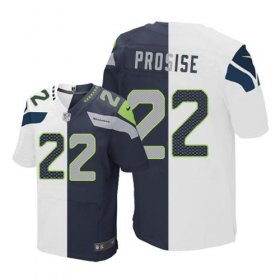 Wholesale Cheap Nike Seahawks #22 C. J. Prosise White/Steel Blue Men\'s Stitched NFL Elite Split Jersey
