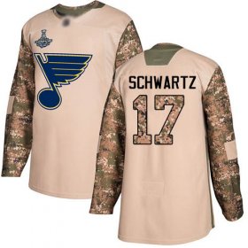 Wholesale Cheap Adidas Blues #17 Jaden Schwartz Camo Authentic 2017 Veterans Day Stanley Cup Champions Stitched NHL Jersey