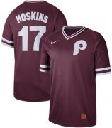 Wholesale Cheap Nike Phillies #17 Rhys Hoskins Maroon Authentic Cooperstown Collection Stitched MLB Jersey