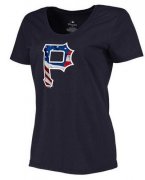 Wholesale Cheap Women's Pittsburgh Pirates USA Flag Fashion T-Shirt Navy Blue
